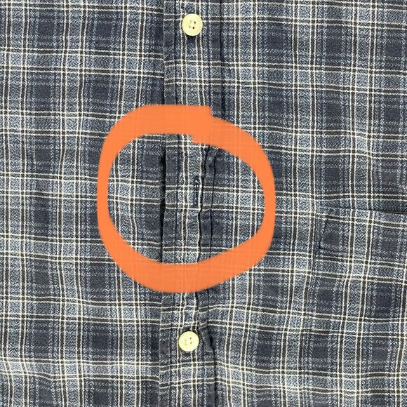 Vintage Old Navy Shirt XXL Blue Plaid Button Up Long Sleeves 100% Cotton FLAW - Picture 4 of 6